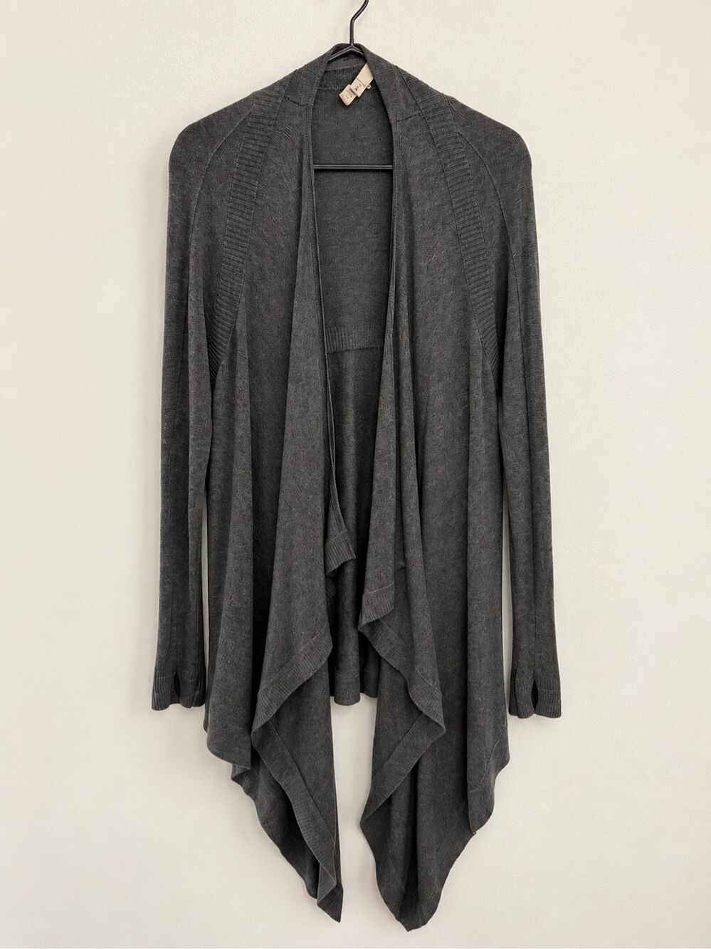 Lululemon Universal Wrap Cardigan Size 8 Gray Bamboo Cashmere Waterfall -Sweater